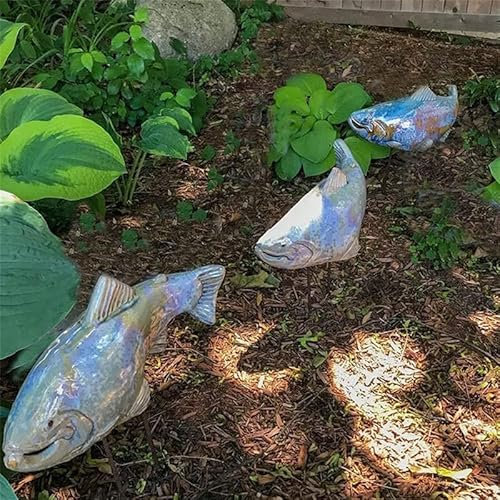 Lot de 3 décorations de jardin en résine, statue de poisson koï, décoration de jardin avec piquet, pour jardin, pelouse, étang, terrasse (4)