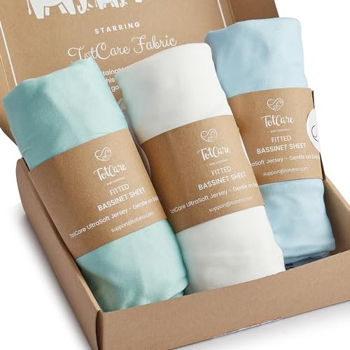 TotCare Stubenwagen-Spannbettlaken, kompatibel mit Baby Delight Beside Me Dreamer Stubenwagen, 83 x 50 cm, für Baby-Nachttisch, butterweich, Premium-Stretch-Jersey-Stricklaken, Himmelblau + Salbei +
