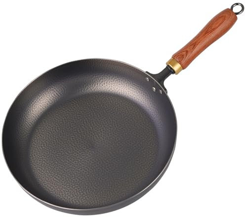 YOtat Padella Forgiata A Mano con Fondo Piatto in Titanio Puro Padella Antiaderente Non Rivestita per Uso Domestico (Nero 30 Cm)