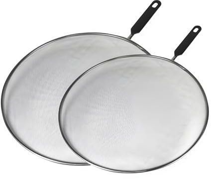 2PC Guard Screen Cover Set Metal Mesh Splatter 28cm & 24cm Anti Splatter Metal Mesh Perfect for Kitchen Cooker Pots Frying Pan Cover Black