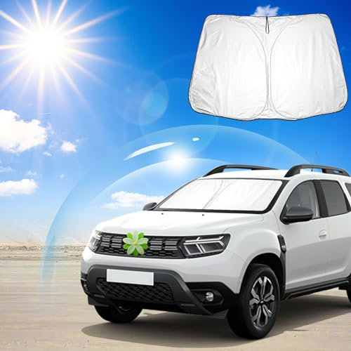 Ruiya Parasol para Parabrisas Delantero Compatible con Dacia Duster 2 2018-2023 2024 Parasol Coche Delantero Anti UV Rayos Parabrisas de Coche Parasol Protección Solar para Duster Accesorios