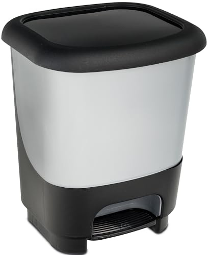 Mülleimer Treteimer 10L eckig 27x23x32cm grau Kunststoff Büro Bad Müll