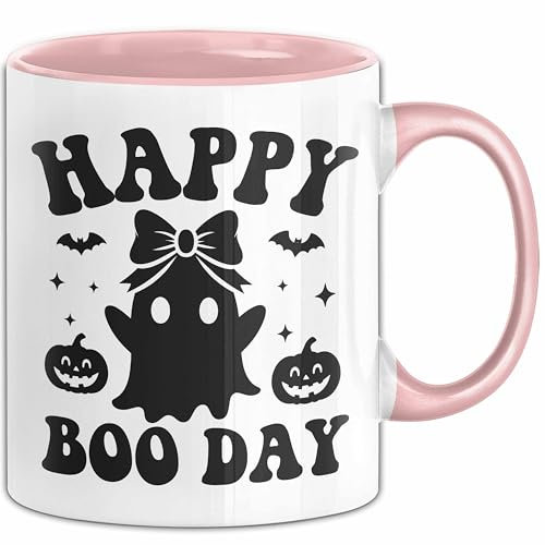 Geburtstagsgeschenk Happy Boo Day Tasse Geschenkidee Geist Halloween Geburtstag Weihnachten Kaffee-Becher (Rosa)