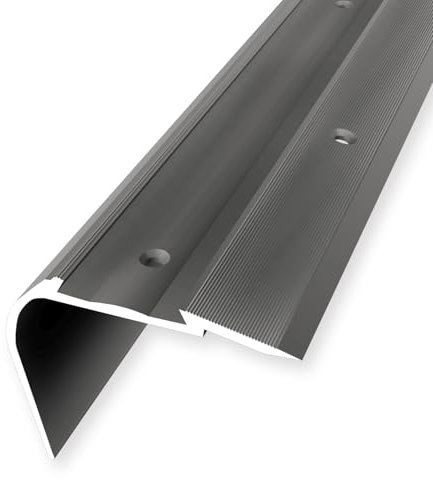 Treppenkantenprofil 49.7 x 64 x 2500 mm Winkelprofil Aluminium Geriffelt Versetzt Versenkt Gebohrt Edelstahl Einfasshöhe 0-43 mm Küberit