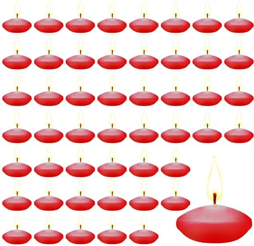 Bougie Flottante, 50 Pièces Bougies Flottantes Inodore, Créer une Atmosphère Bougie Flottante Rouge Utilisé pour les Mariages, Les Piscines, Les Spas, Les Baignoires, Les Dîners de la Saint-Valentin