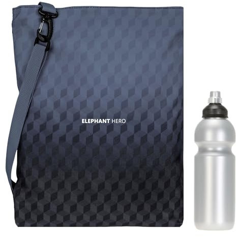 Elephant Turnbeutel Sportbeutel Hero Signature Attach Bag Tasche Jungen Mädchen Auswahl passt zu Cyber Camo, Two Tone, Flower, Cube oder Plaid + Trinkflasche (Black Cube 12865)