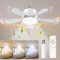 Toowell Small Light Bulb Fan Ceiling Fans with Lights E26 E27 Screw in Fan Light with Remote Control 6 Speeds 3 Colors Dimmable with Timer Function Ceiling Fan Light Bulb for Bedroom Kitchen Garage