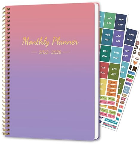 Monthly Planner Jan 2025 - Dec 2026, Simple Calendar Planner Notebook 8.5 x 11 Soft PVC Cover Spiral Binding With Goals To Do List, Habit Tracker, 24 Months Suitable for Schools & Offices & Home