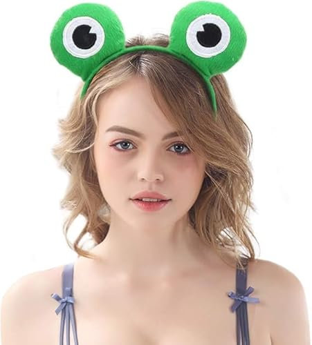 Plüsch Tier Ohren Stirnband Tier Haarreif mit Ohren, Tierohren Kopfbedeckung Cartoon Tierohren Haarschmuck, Kopfschmuck, Niedliche Cosplay Kostüm Zubehör für Karneval, Fasching, Mottoparty (Frosch)
