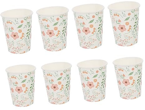 KOMBIUDA Lot De 32 Gobelets En Papier Jetables À Fleurs Pour Mariage Anniversaire Remise De Diplôme