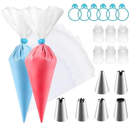 Piping Bags and Nozzles Sets - 118Pcs Large Decorating and Pastry Bags, Icing Bags Disposable for Cakes Decorating Kit, 6 Nozzles, 6 Couplers, 6 Bag Ties, Pastry Bags for Cake Cupcake Decoration