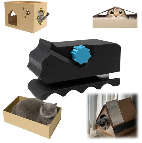 Cortador de cartón para rascar gatos – Diseño ergonómico con 6 cuchillas de seguridad, herramienta especial para la fabricación de listones rascadores de cartón ondulado, corte rápido en 15 segundos