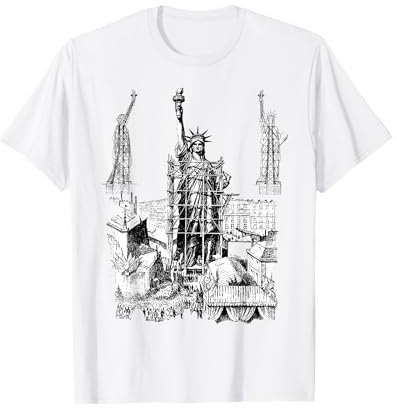 Statue Liberty Builders, Entwurf der Skyline von New York, 1884, Souvenir T-Shirt