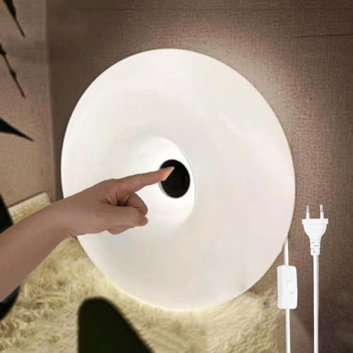 LOGT LED Orange Donut Wandlampe mit Kabel und Stecker Wandleuchte Dimmbar Glas Donut Lampe Wand mit Touch Control Rund Deko Wandbeleuchtung 12W 3000K-6000K Ring für Wohnzimmer ESS Schlafzimm