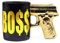 Boss Gun Handle - Taza de cerámica de 350 ml, taza de café negra con agarre chapado en oro