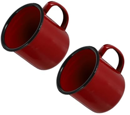 LALADEFIEE Lot De 2 Tasses À Café En Émail Tasses À Thé Vintage Avec Anse Tasse Multifonction Pour Eau Camping Bureau Et Usage Quotidien Format Compact 2.56X2.56X2.36in
