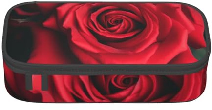 AABSTBFM Red Rose Printed Pencil Case Cute High Capacity Pen Pencil Pouch Bag with Zipper for School, Office, and Travel