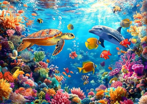 Yiting 1000 Piece Jigsaw Puzzles for Adults | Sea World/Sea turtle/Dolphin/Owl/Cat/Mushroom/Angel, For Teen, Family Fun Challenging Game, Stress Relief, Puzzle Toy Gift