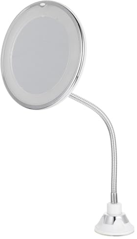 SEWACC Miroir de Maquillage Grossissant 10X LED avec Ventouse 7 Pouces Éclairage Naturel Salle de Bain Miroir Cosmétique Lumineux sans Pile