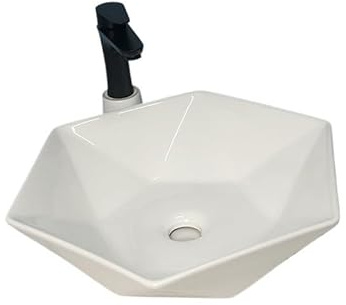 NEBE Küchenspüle Sechseckiges Kunstwaschbecken, Keramikwaschbecken, Tischwaschbecken, Hotelbadezimmerwaschbecken, Einzelwaschbecken