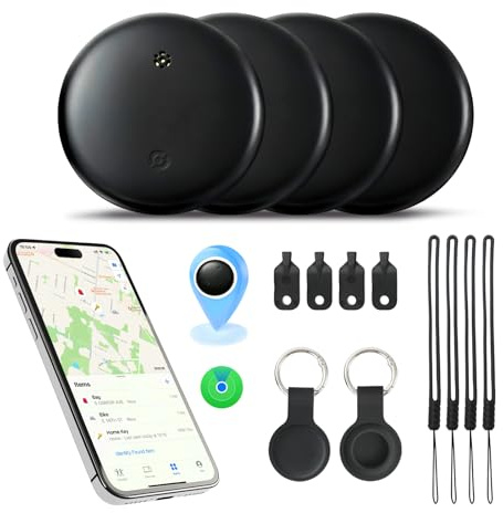 Air Tracker Tags 4 Pack, 2026 New Smart Bluetooth Tracker Works with Apple Find My (iOS Only), Replaceable Battery, Item Finder Tracking Tag Locator for Keys, Luggage, Wallets, Bags (Not for Android)