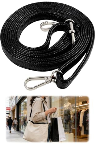 taschengurt schwarz Leder, Verstellbarer Schulterriemen aus Leder für Taschen, Taschengurt 85-150 cm, Robuster Umhängetaschen-Gurt mit Drehhaken für Handtaschen, Umhängetaschen, Brieftaschen, Schwarz