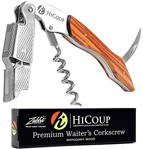 Hicoup Professional Corkscrew - Manual Wine Bottle Opener with Foil Cutter for Waiters, Bartenders & Home