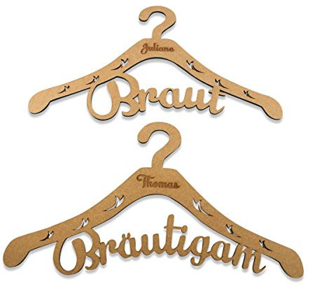 Kleiderbügel - Geschenk für Braut & Bräutigam - im Set mit kostenloser Gravur der Namen des Brautpaares - perfektes Hochzeitsgeschenk