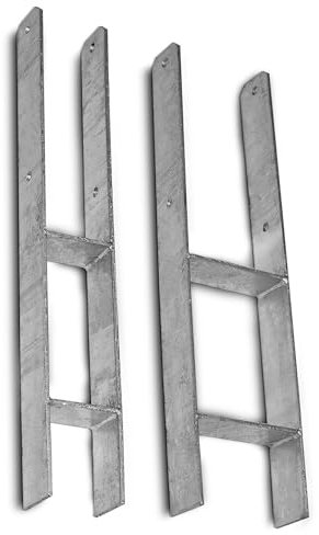 feuerverzinkte H-Anker, Pfostenträger, Pfostenanker, Pfostenschuhe, Carport, H-Träger, ohne Schrauben (Länge: 600mm, Gabelweite: 91mm)