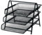 KAV 3 Tier 3 Trays Office Filing A4 Document Letter Paper Holder Storage Desk Organiser Compact Size 335H x 257W x 218D mm - Made with Wire Mesh Durable Construction for Home Office - Black