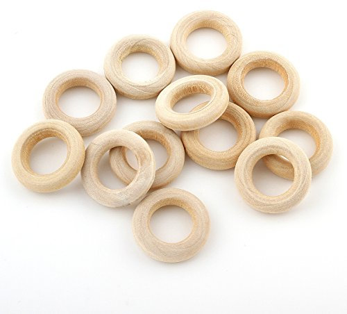 Holzring, Ø 15mm Holzringe Schmuck, 40stk Holzringe Unvollendete glatten Holz Hoop Gardinenringe für Gardinen, Vorhangringe, Ringe aus Holz H160