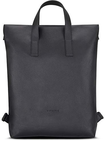 Expatrié Rucksack Damen Elegant Schwarz - Lou - Lederrucksack & Tasche in Einem - Für City, Business, Uni - Aus Veganem Leder - Mit Laptopfach