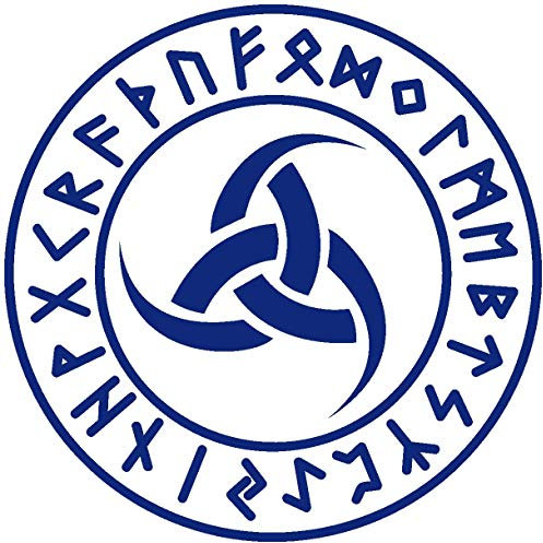Samunshi® Wandtattoo Odins drei Hörner mit Runen A Wotansknoten Wandaufkleber Wandsticker Aufkleber 90 x 90cm königsblau