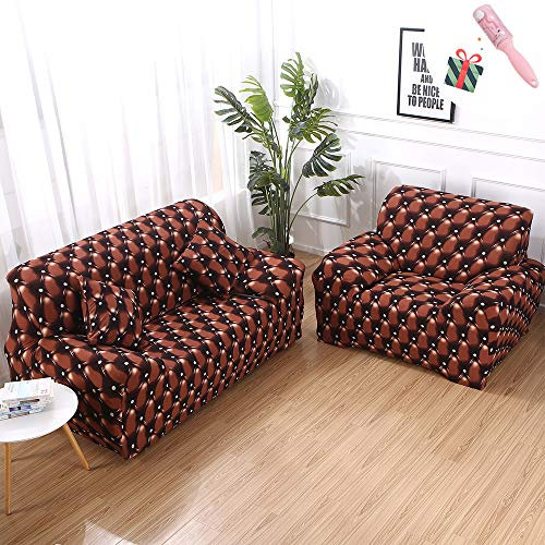 Morbuy Elastisch Sofa Überwürfe Sofabezug, Ecksofa L Form Stretch Antirutsch Armlehnen Modern Sofahusse Sofa Abdeckung Hussen für Sofa Couchbezug Sesselbezug (2 Sitzer,Kunstleder-Braun)