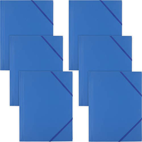 D.RECT 9084 6 Stück Sammelmappe, Postmappe aus PP mit Gummiband, Gummizugmappe aus plastik Blau