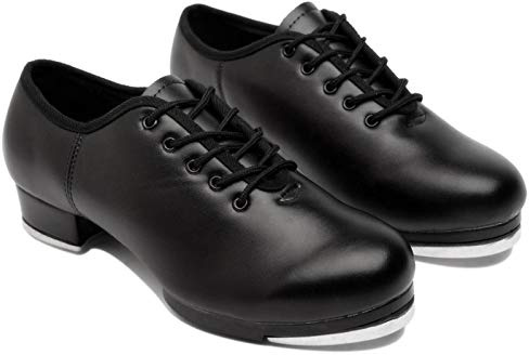 Leder Material Steppschuhe, Damen Split Sole Jazz Stepptanzschuhe Erwachsene, Unisex Kind Mädchen Junge Schnür Jazz Stepptanzschuh für Kleinkinder, kleine Kinder