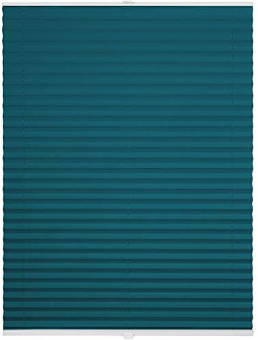 ondeco Plissee ohne Bohren mit Klemmträger, Sonnenschutz für Fenster innen, Jalousien Fenster ohne Bohren Blickdicht, Faltrollo Sichtschutz für Tür Fensterrahmen, Rollo Petrol 90x130 cm