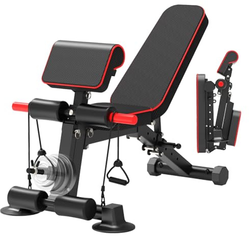 Adjustable Weight Bench,Utility Workout Bench Foldable Incline Decline Benches for Home Gym Full Body Workout,Load 600LBS
