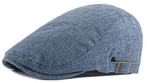 RUICHENG Schirmmütze Herren Sommer Leinen Kappe Flat Cap Schiebermütze (Blau)