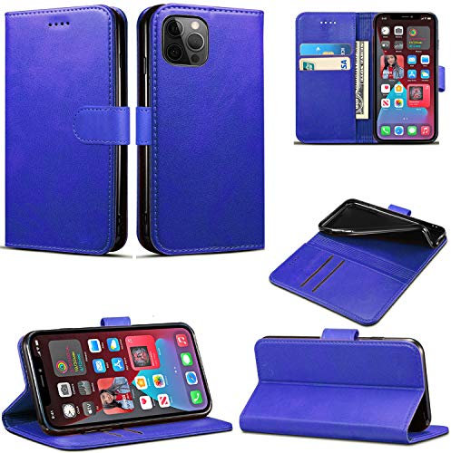 Mobile Stuff Case Compatible With iPhone 12 Pro Max - [6.7 Inch] 2020 Leather Wallet Book Flip Folio Stand View Case for iPhone 12 Pro Max (6.7) (Blue)