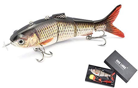 ODS Elektrischer Angelköder mit LED Lampe USB wiederaufladbare Schwimmköder Wobbler Roboterfischköder Süßwasser Salzwasser für Barsch Zander (379)
