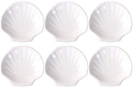 DOITOOL 6 Pièces Shell Apéritif Plaque En Céramique Coquille Saint- Assiettes Dessert Salade Plats Plat de Service pour Sushi Salade Apéritif