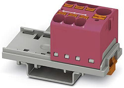 PHOENIX CONTACT PTFIX 10/6X4-NS35 PK Verteilerblock, 800 V, 63 A, Anzahl der Anschlüsse 7, Querschnitt 0,2 mm²-6 mm², AWG 24-10, Breite 28,6 mm, Pink, 8 Stück