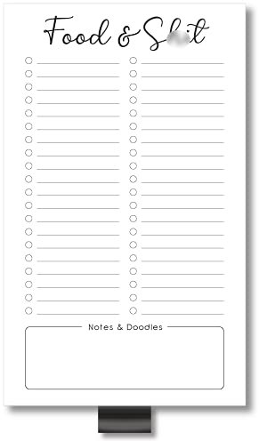 Evercio Food & Sh*t Magnetischer Notizblock für den Kühlschrank | für Einkaufslisten | lustiges Notizblock für Kühlschrank | lustiges Bürogeschenk für Kollegen | 11,4 x 19,1 cm, 50 Blatt