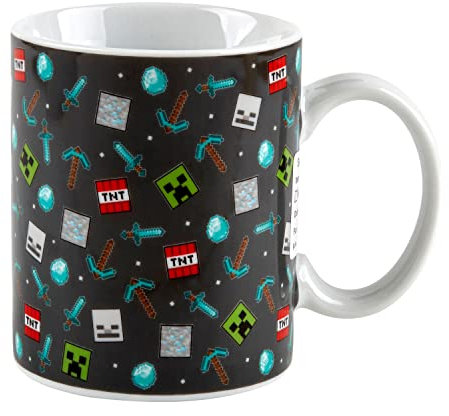 Minecraft Taza de cerámica | Bebidas calientes y frías | Hogar u oficina | 312 ml Mobs and Diamonds