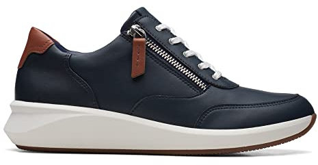 Clarks Un Rio Zip Leather, Zapatillas Mujer, Navy Combi, 39 EU