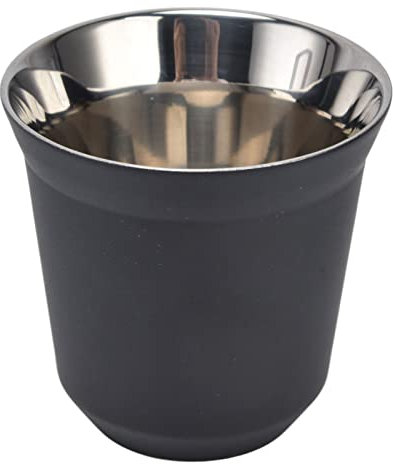 Tasse à café, tasse à café anti-brûlure à double paroi en acier inoxydable tasses à expresso 80 ml tasse à thé incassable tasse en métal pour boissons au lait à la bière(Le noir)