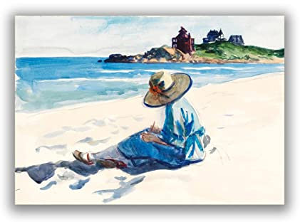 Edward Hopper-Bild auf Leinwand-Jo skizziert am Strand von Good Harbor-Berühmte Ölgemälde Reproduktionen-Leinwand-Wandkunst für Wohnzimmer 80 x 112 cm Rahmenlos
