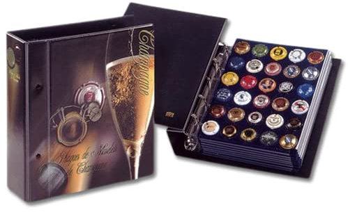 SAFE 7865 Album pour bouchon de champagne | 2 panneaux de velours bleu foncé avec des cavités pour 60 couvercles