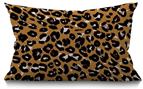 BGBDEIA Cushion Cover Leopard Pattern Hand Drawn Abstract Animal Skin Fashion Fur Cheetah Rectangular Throw Pillow Covers for Couch Sofa Home Decor Cotton Linen 12x20 Inch 30 x 50 cm